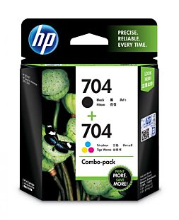HP 704 号 2 件套黑色/三色原装 Ink Advantage 墨盒 (F6V33AA) - Center facing
