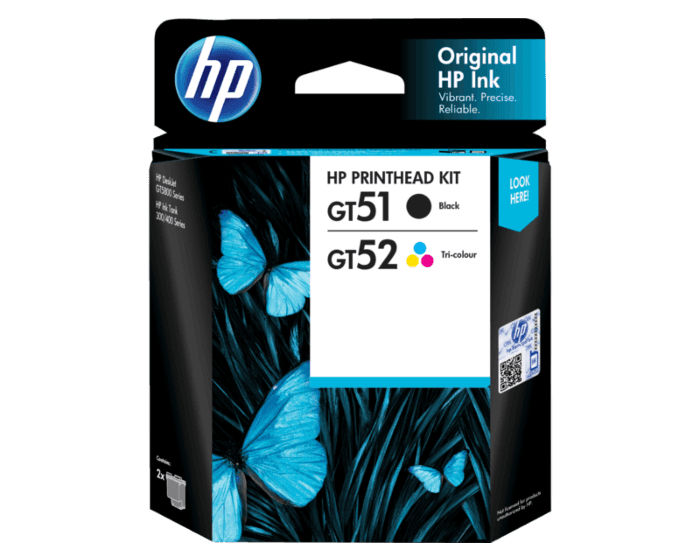 HP GT51/GT52 黑色/三色打印头（适用于HP Deskjet  GT 5810/5820;HP Ink Tank 310系列/HP Ink Tank WL410系列) (3JB06AA) - Center facing